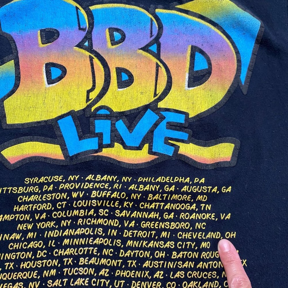 Vtg Bell Biv Devoe Tee Shirt Concert Tour 80s 90s Hip Hop Soul Rap R&B Missprint - Picture 11 of 12